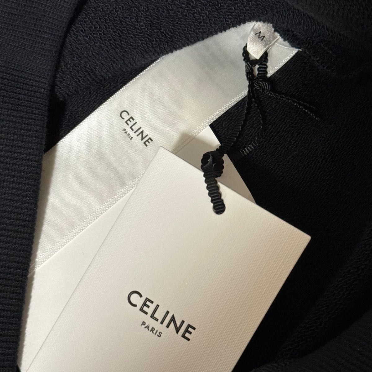 新品正規品 CELINE ルーズ フーディー パーカー コットン M ブラック セリーヌ