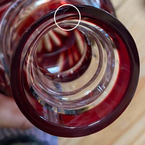 『薩摩切子 徳利 色被せガラス 銘「鐘酔」薩摩ガラス工芸製 「SHIMADZU」彫印有り 共箱』赤色 花器 酒器 花入 花瓶の画像10
