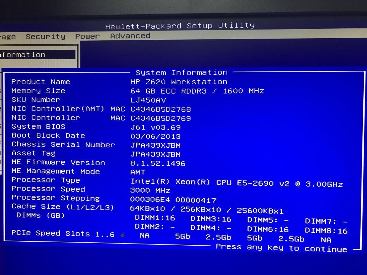 後期型 HP Z620 Workstation Intel Xeon E5-2690v2 8C16T 12800R ECC-64GB SSD500GB+HDD3TB Win10無線LAN Quadro k420&GeForce GT730_画像2