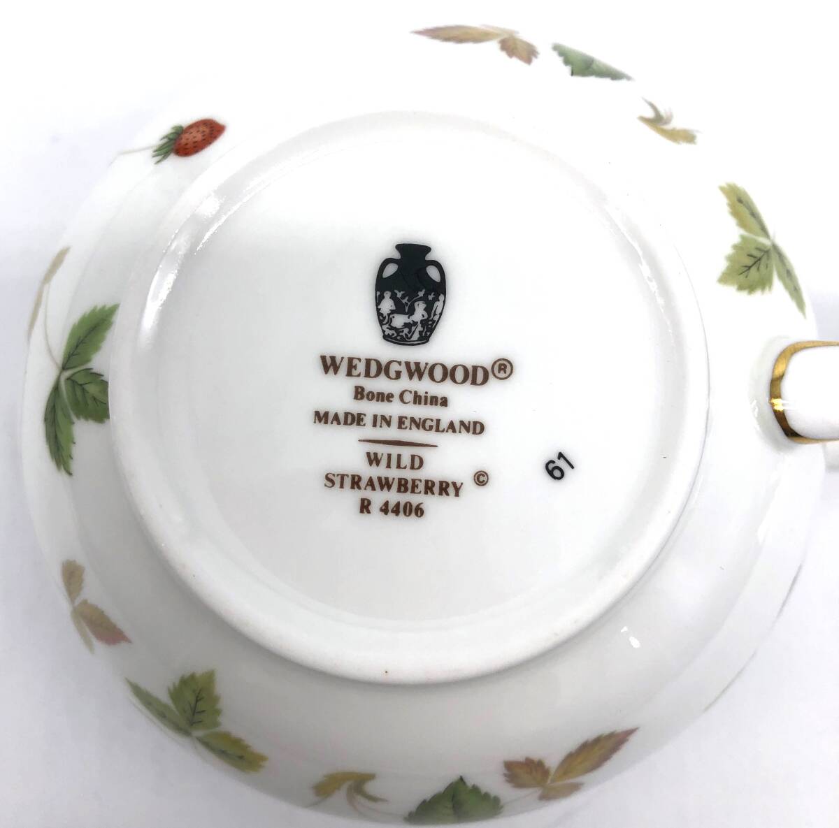 【中古美品】WEDGWOOD ウェッジウッド ワイルドストロベリー ミルクポット ミルクピッチャー 黒壺マーク（管14531）の画像6