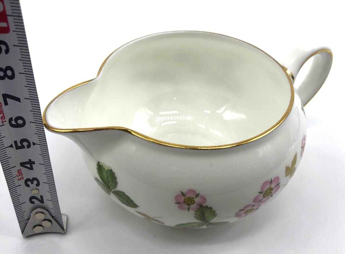 【中古美品】WEDGWOOD ウェッジウッド ワイルドストロベリー ミルクポット ミルクピッチャー 黒壺マーク（管14531）_画像9