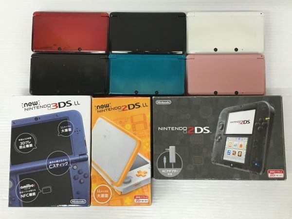 K18-749-0420-034【ジャンク】ニンテンドー3DSシリーズ 9台セット(3DS 6台/New 3DSLL 1台/2DS 1台/New 2DSLL 1台) ※9台中 6台通電確認済みの画像1