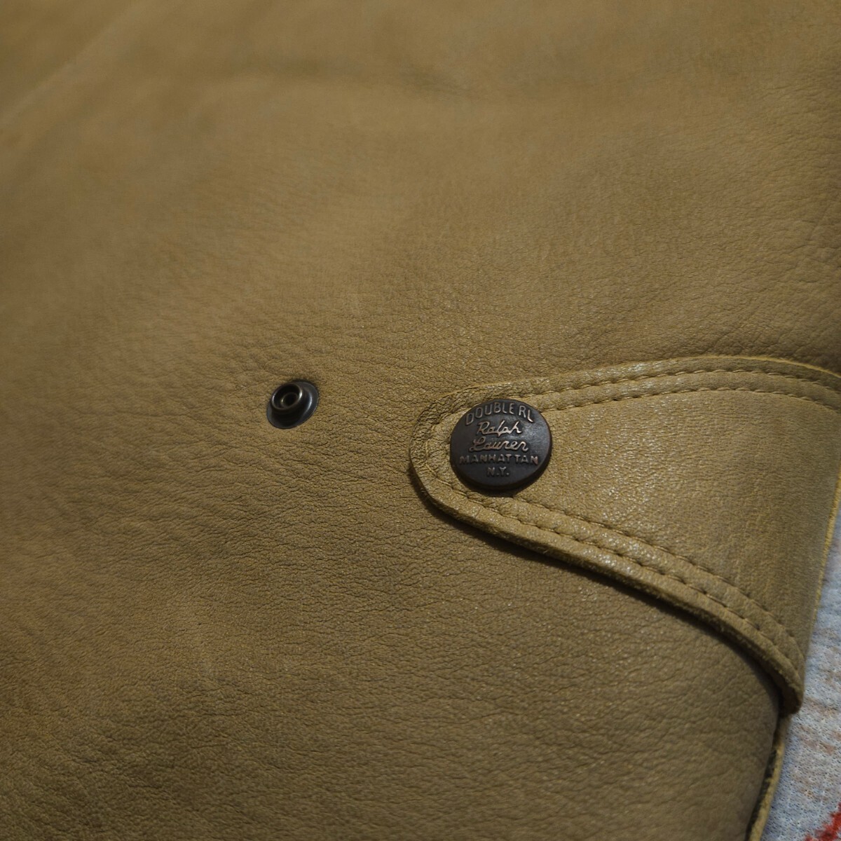 【希少】 RRL Hazelwood All Leather Vest 【S】 へイゼルウッド オール レザー ベスト 刺繍 ネイティブ 羊革 Ralph Lauren 最高級 ダウン_画像8