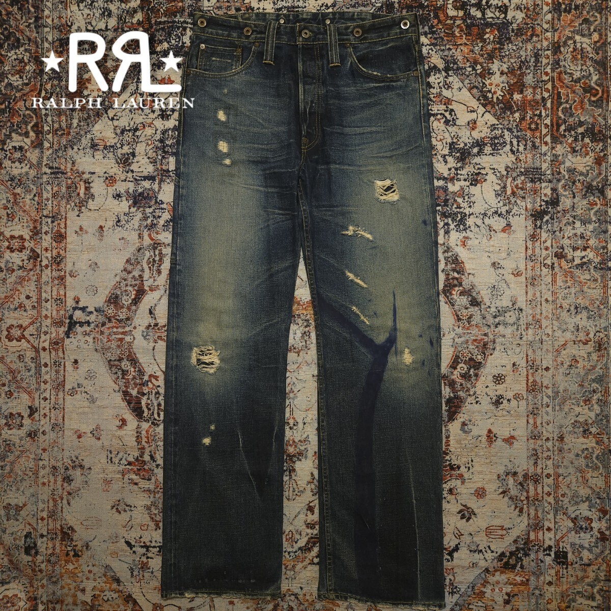 【名作】 RRL Baltimore Jeans 2nd 【34×34】 ボルチモア ジーンズ デニム ジョニー・デップ 米国製 肉厚 ヴィンテージ Ralph Laurenの画像1