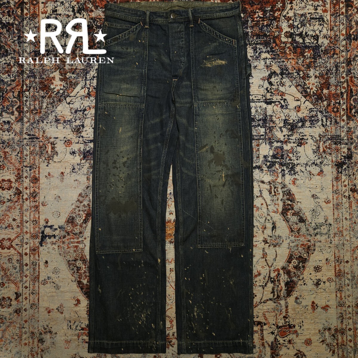 【名作】RRL Robertson Carpenter Denim Pants 【33】 ロバートソン カーペンター デニム パンツ ジョニー・デップ着用 ジーンズ ペンキ