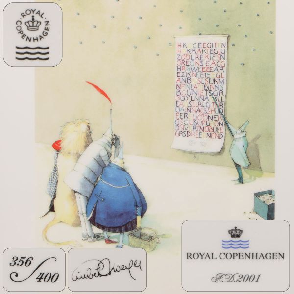 Y074.【限定品 356/400】ロイヤルコペンハーゲン ROYAL COPENHAGEN オズの魔法使い 陶板 額飾り_画像2