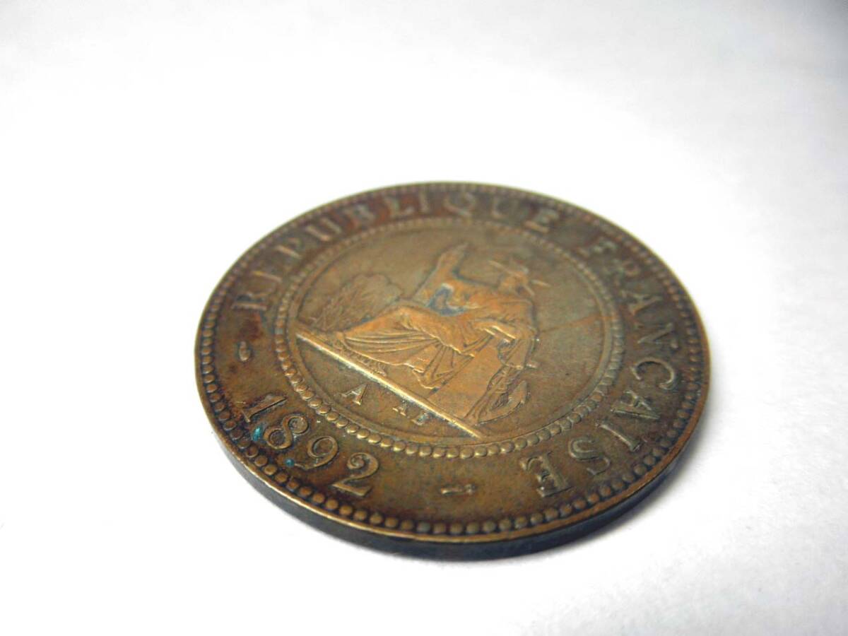 アンティークコイン【フランス領インドシナ1セント銅貨 百分之一】1892年/古銭/貨幣/硬貨の画像3