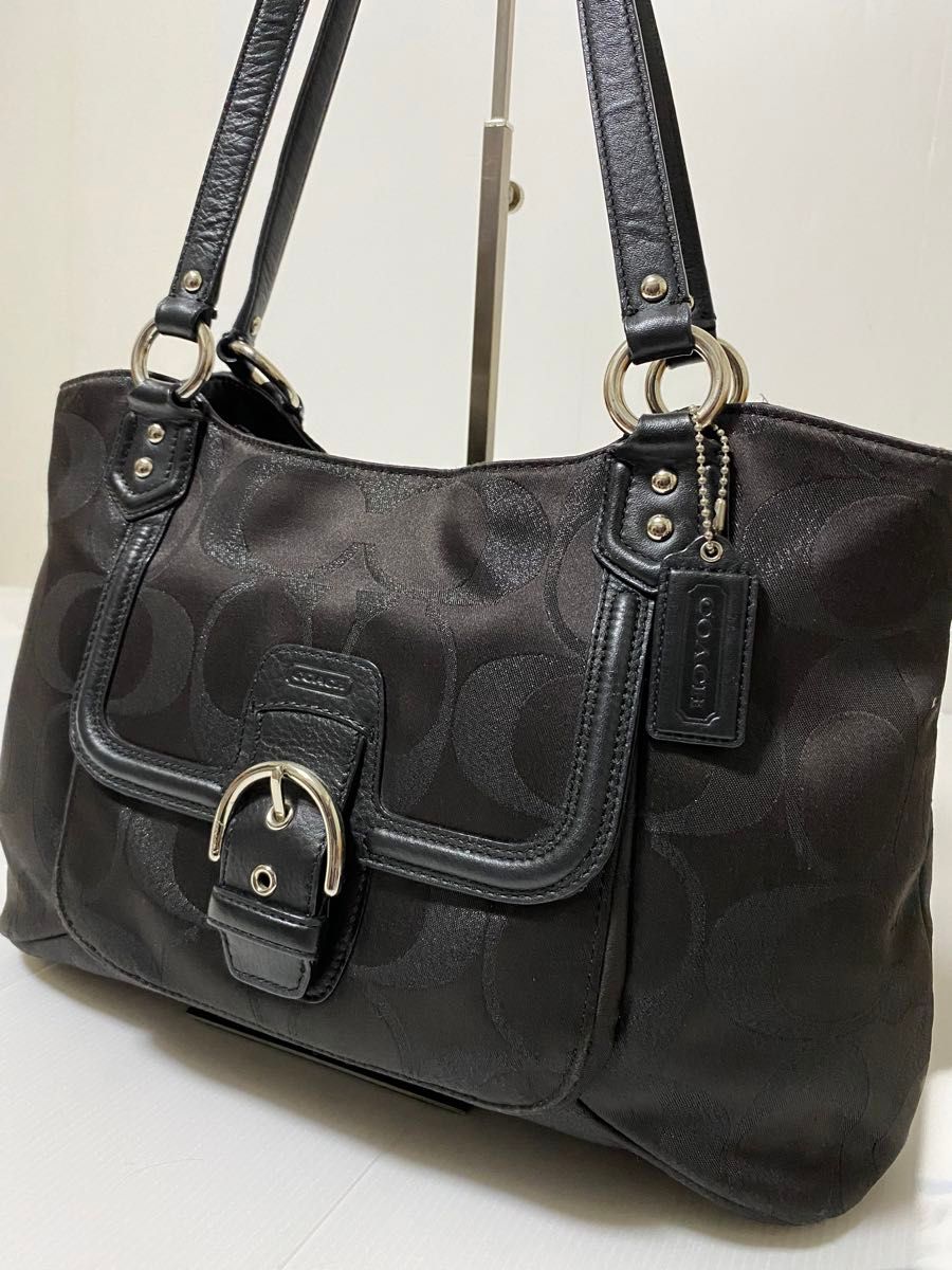 COACH コーチ トートバッグ ハンドバッグ　シグネチャー キャンバス レザー 肩掛け　ブラウン系レディース　F26246 美品