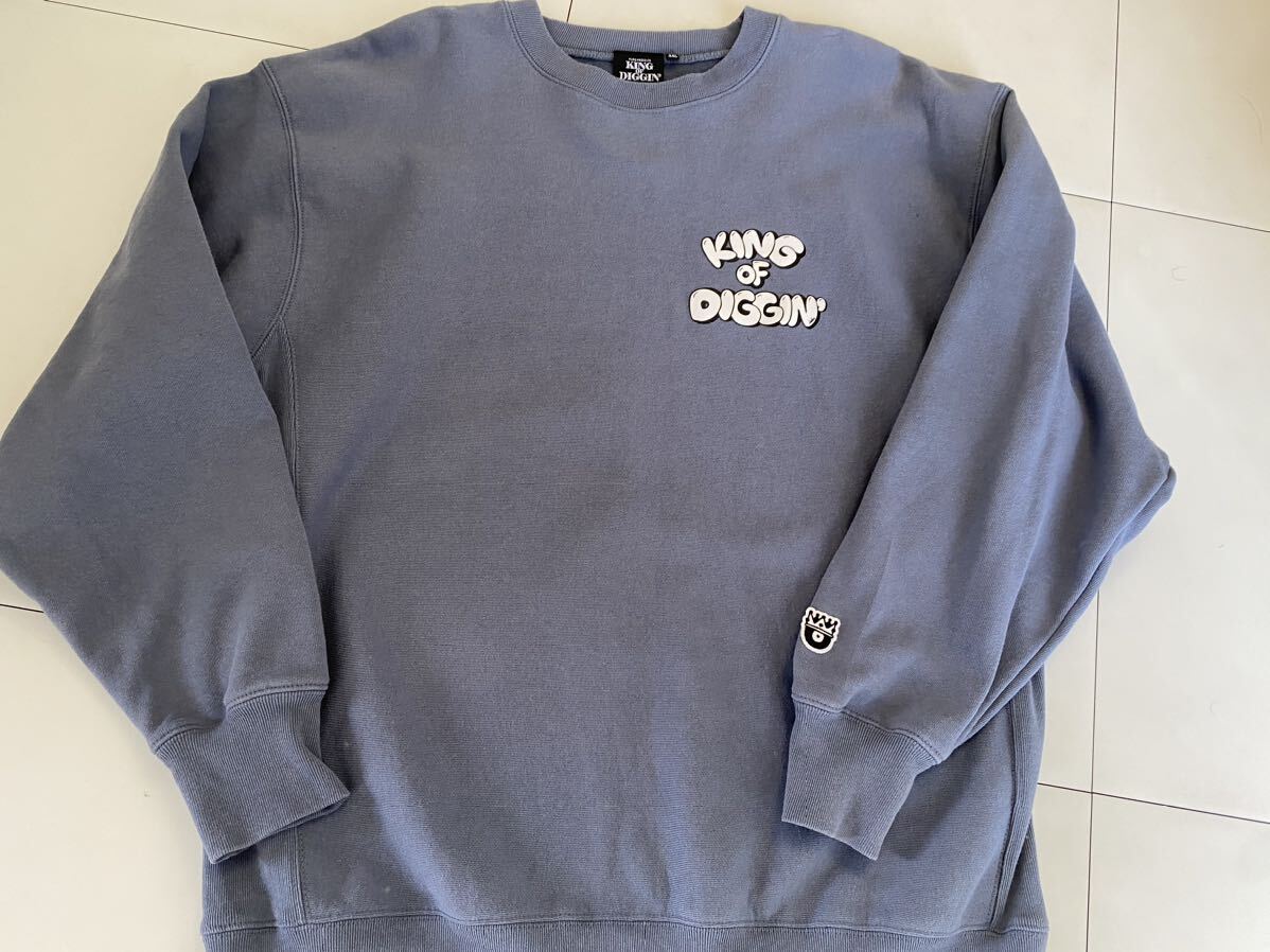 中古 スウェット KING OF DIGGIN’×cleofus Bubble Logo Crewneck Stone Blue XXL muro_画像1