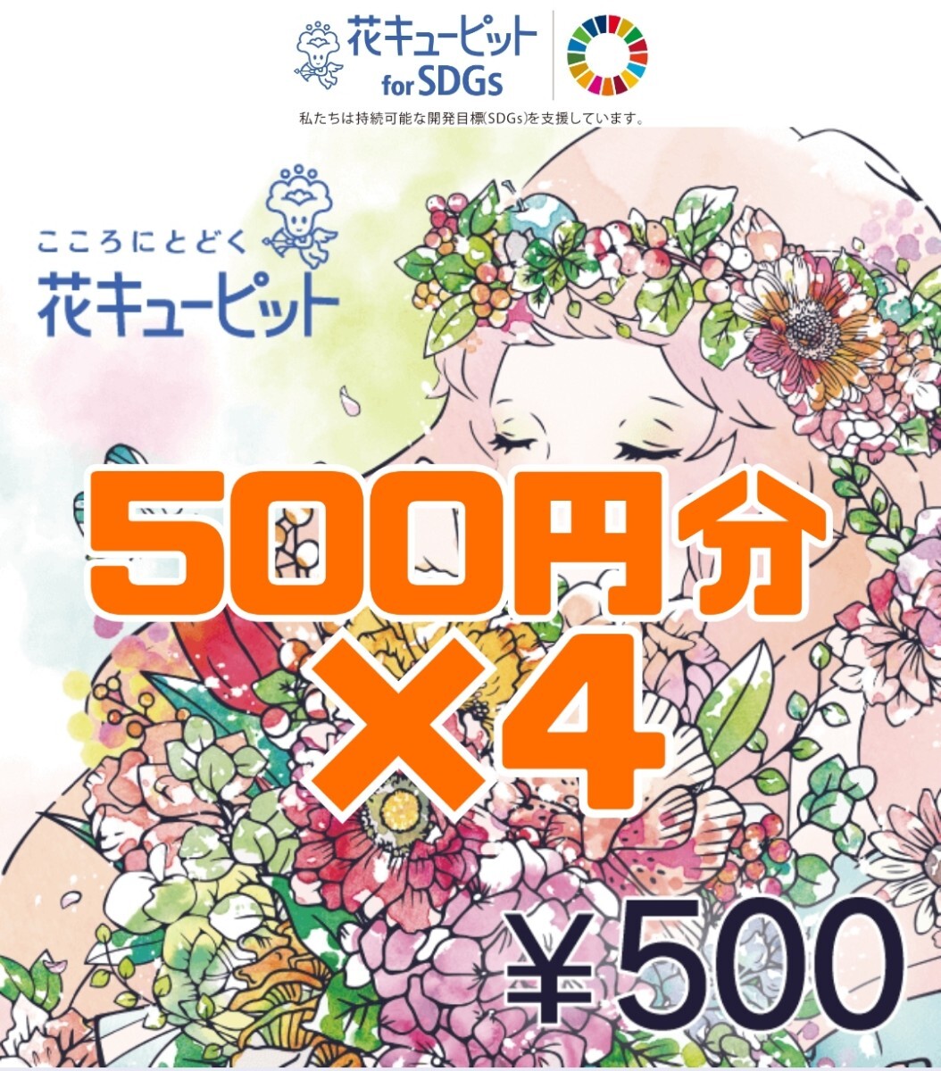 4枚 500円分　花とみどりのeギフト 花キューピット_画像1
