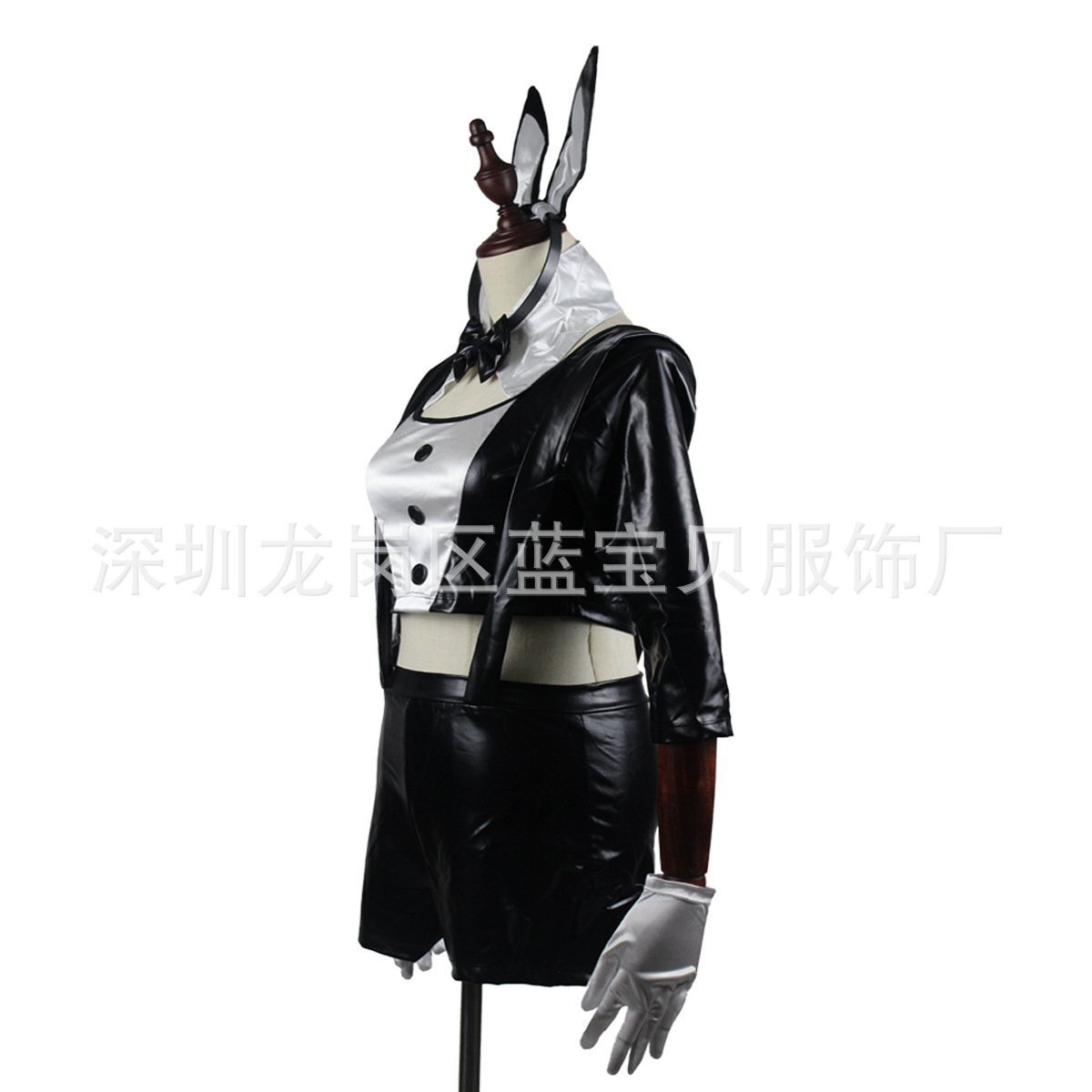  black free size enamel lustre PU high leg Leotard bunny girl clothes ero sexy cosplay race queen fancy dress Event 