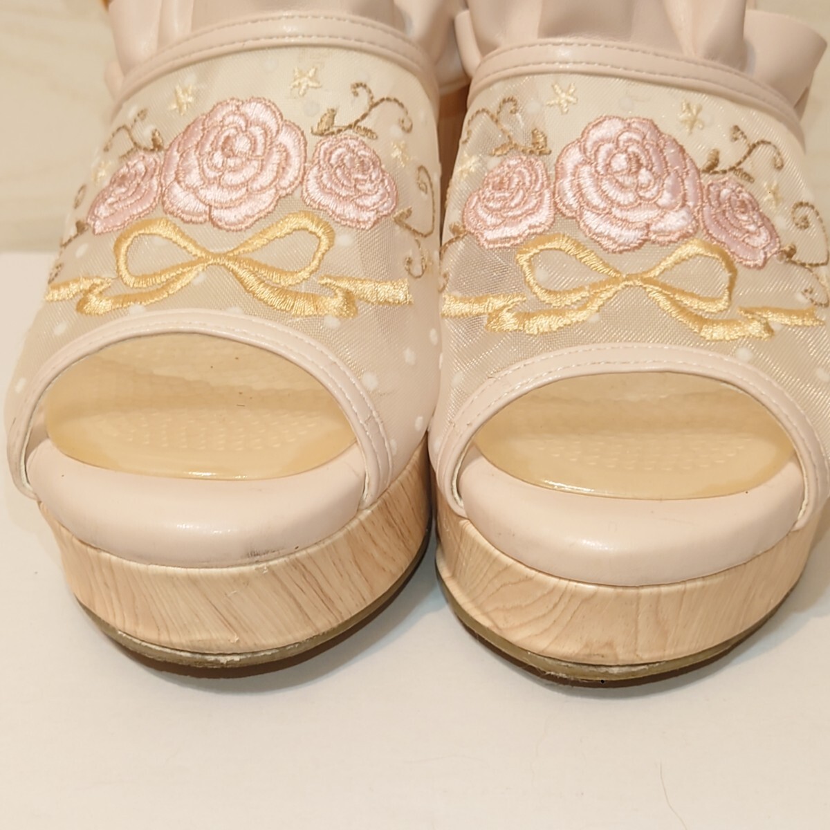  axes femme axes femmepoetik pink sandals chu-ru sandals rose. embroidery Wedge sole M size beautiful goods 