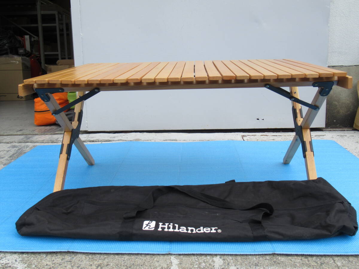 Hilander ハイランダー ロール ウッド テーブル 収納袋 付 高さ 約43cm アウトドア BBQ キャンプ 管理6CH0422Gの画像1