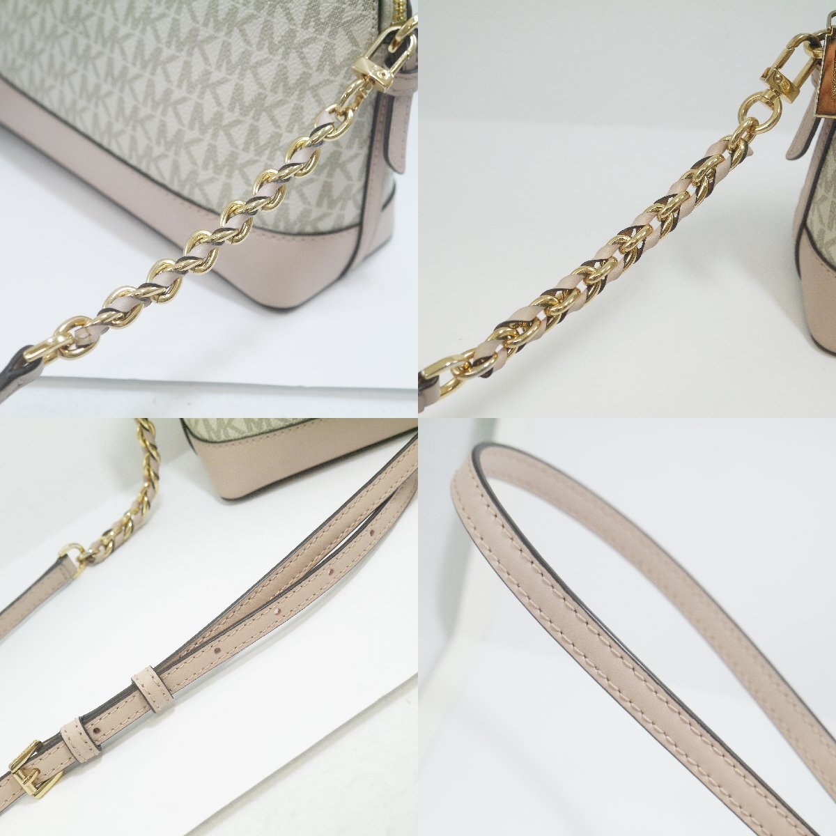 USED品・保管品 MICHAEL KORS マイケルコース 32T1GT9C3B ショルダーバッグ PVC×レザー ホワイト系/ピンク系 レディース 現状品_画像7