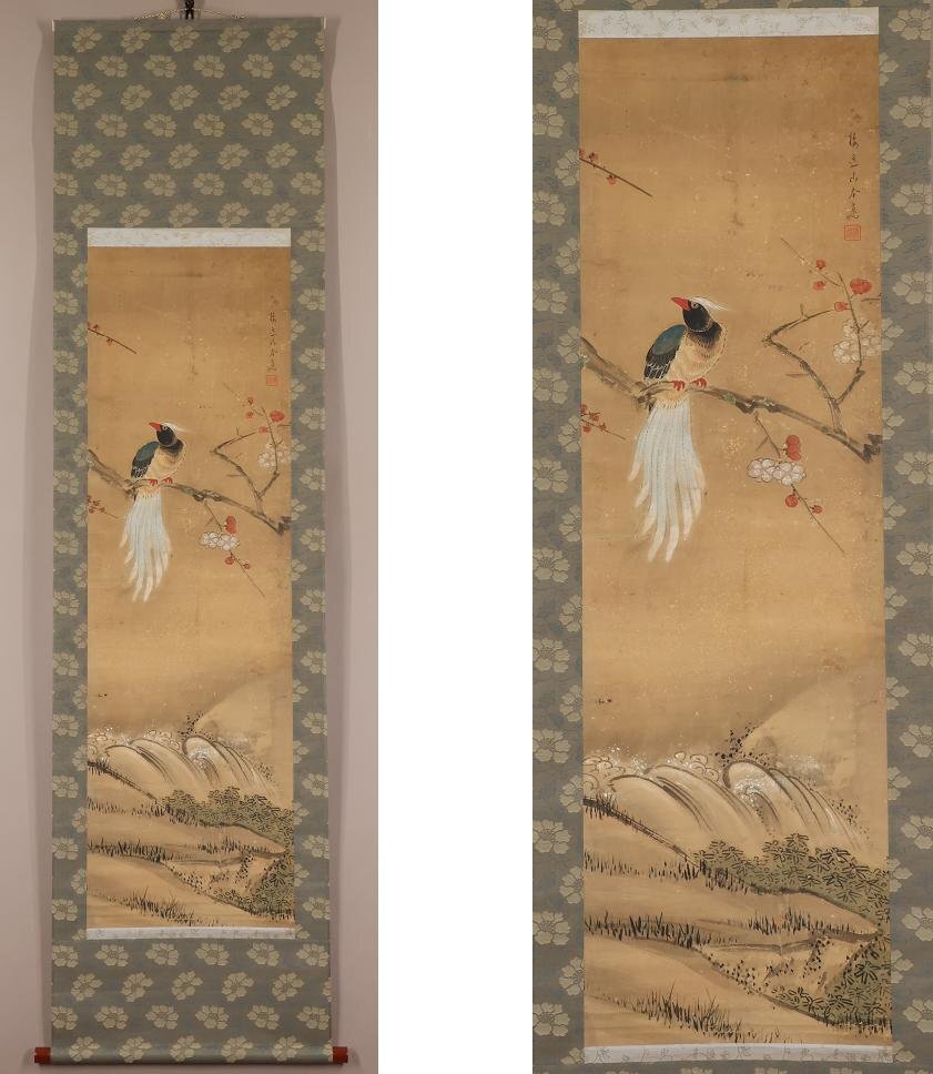 【模写】◆山本梅逸◆花鳥◆江戸期◆日本画◆紙本◆掛軸◆t688の画像2