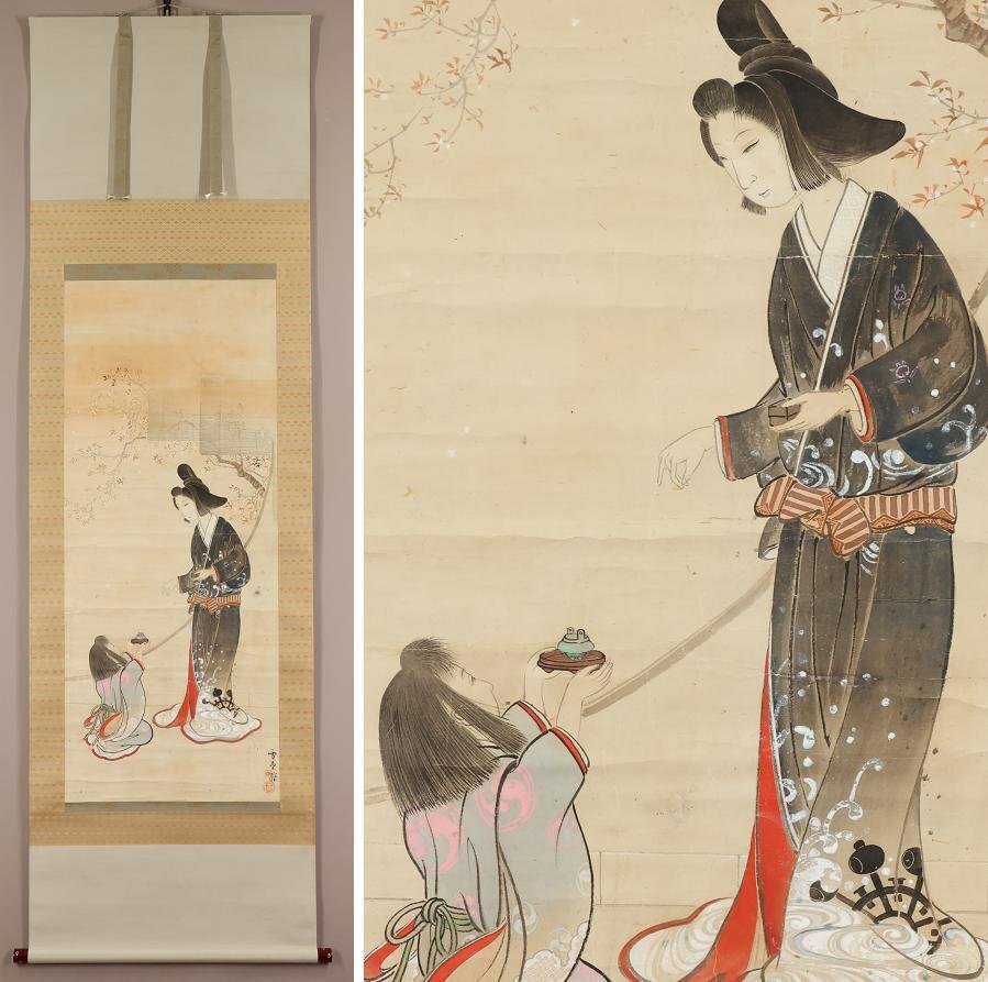 不明】◇雪堂◇桜◇美人◇お香◇浮世絵◇肉筆◇ 不明】◇雪堂◇桜◇美人◇お香◇浮世絵◇肉筆◇