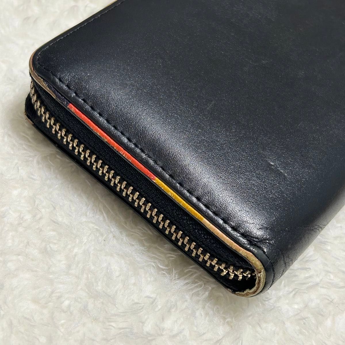 Paul Smith ポールスミス アーティストストライプポップ レザー ラウンドジップ 長財布 ロングウォレット 財布