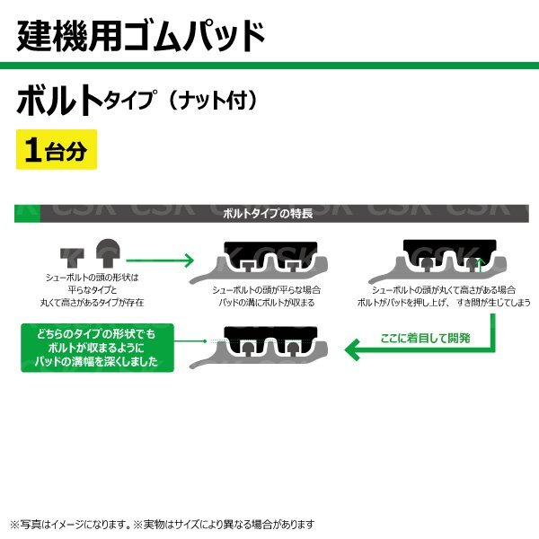 1台分 76枚 加藤製作所（石川島） 25JX 28J TN101-300 建機 ゴムパッド シュー ボルトタイプ ナット付 個人宅配送不可_画像4