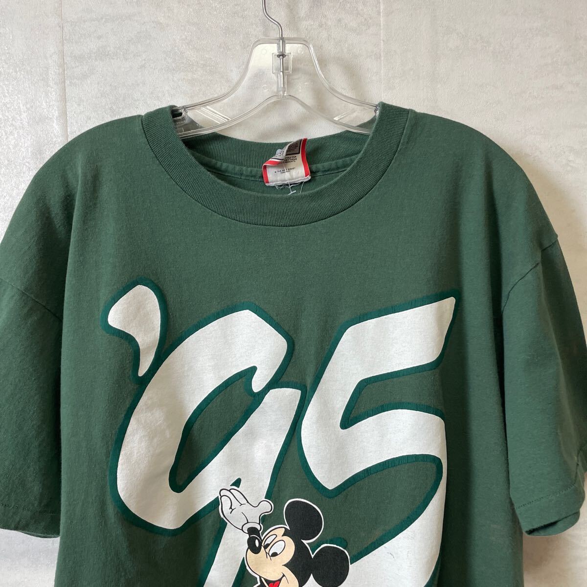 半袖Tシャツ　ディズニーワールド　90年代タグ　ミッキー　サイズXL シングルステッチ　緑グリーン　95年　メイドインUSA アメリカ古着_画像2