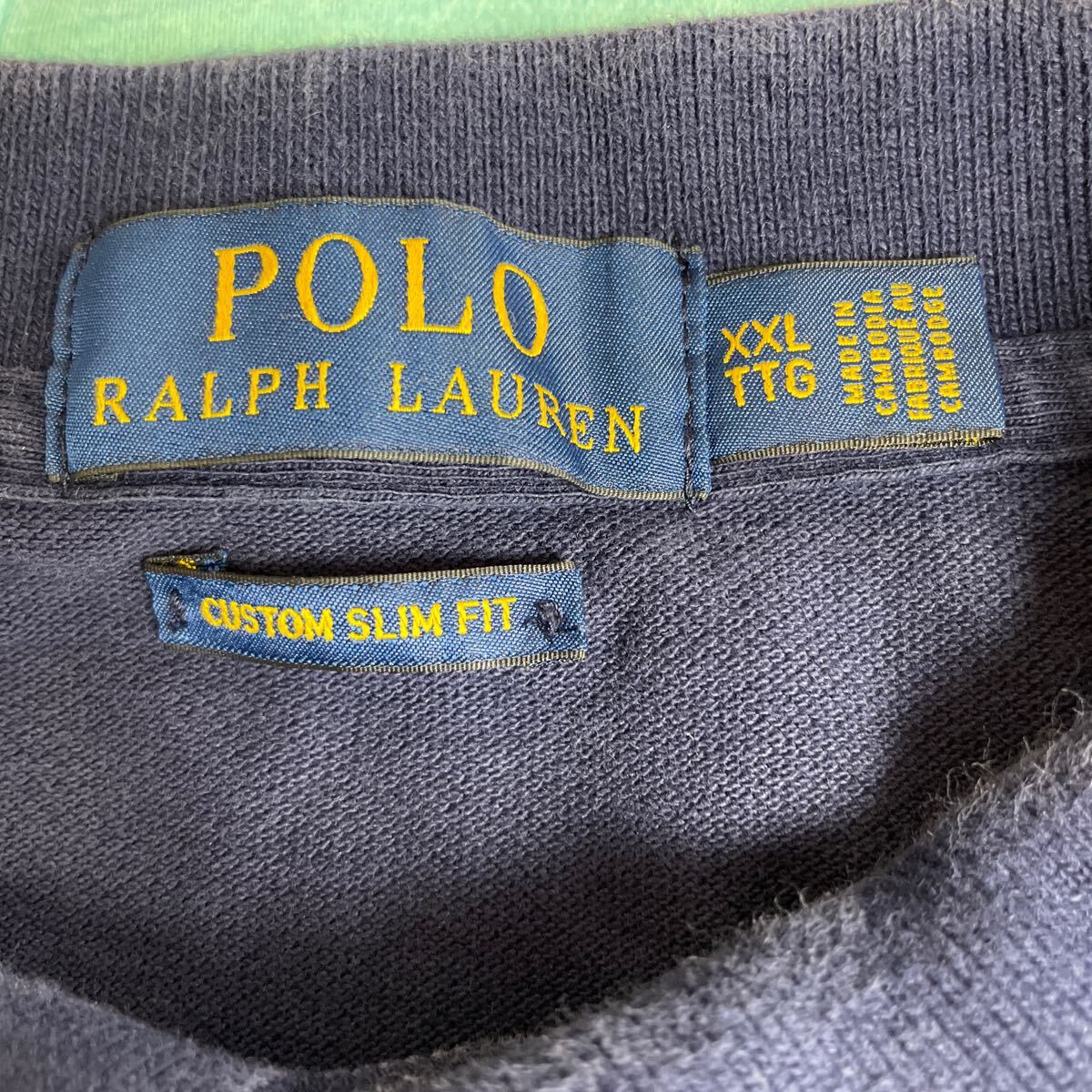 ポロシャツ ラルフローレン 半袖ポロシャツ RALPH LAUREN ビッグポニー 鹿の子 サイズXXL 紺色 メンズ古着の画像6