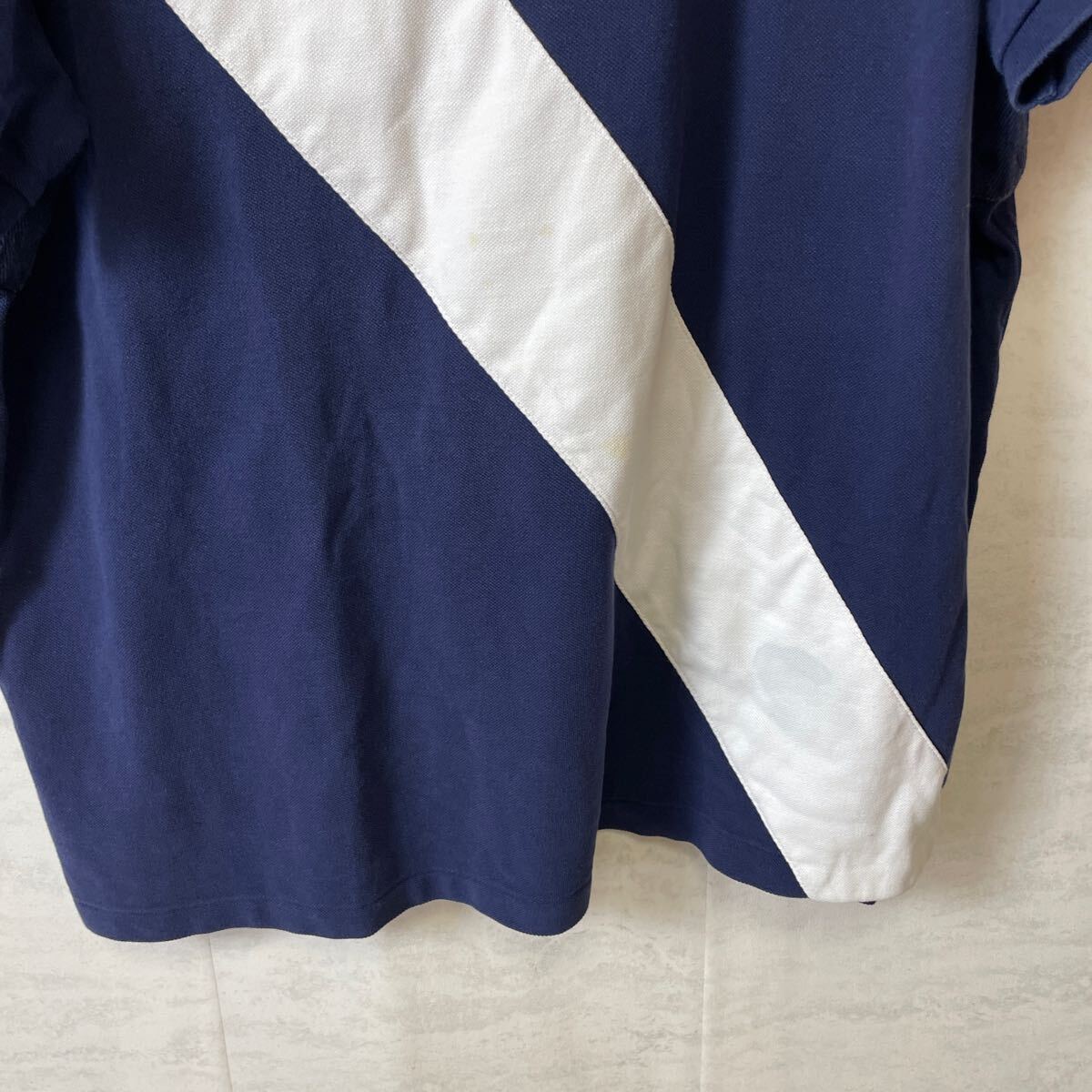 ポロシャツ ラルフローレン 半袖ポロシャツ RALPH LAUREN ビッグポニー 鹿の子 サイズXXL 紺色 メンズ古着の画像3