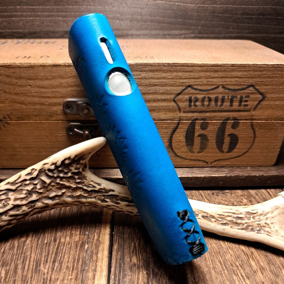 [ leather group atelier ] turquoise blue.*NativeAmerican*handmade* [iQOS ILUMA ONE] Iqos il ma one leather protection case * cow leather *TYPE1