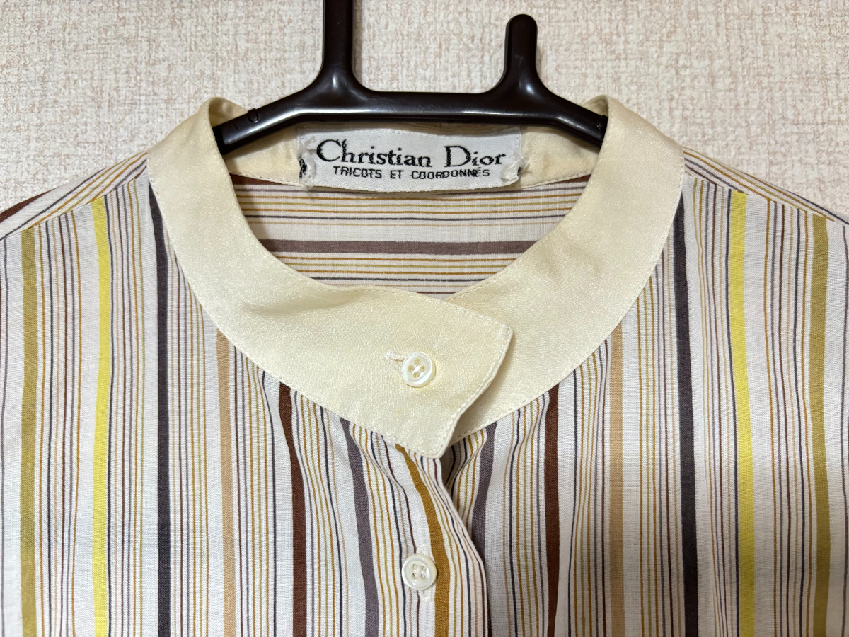 d1545◆クリスチャンディオール ChristianDior TRICOTS ET COORDONNESストライプバンドカラーシャツの画像2