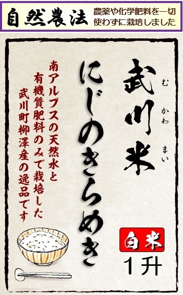 【新品種】［自然農法］武川米　にじのきらめき　白米 1.5kg（約１升）_画像2