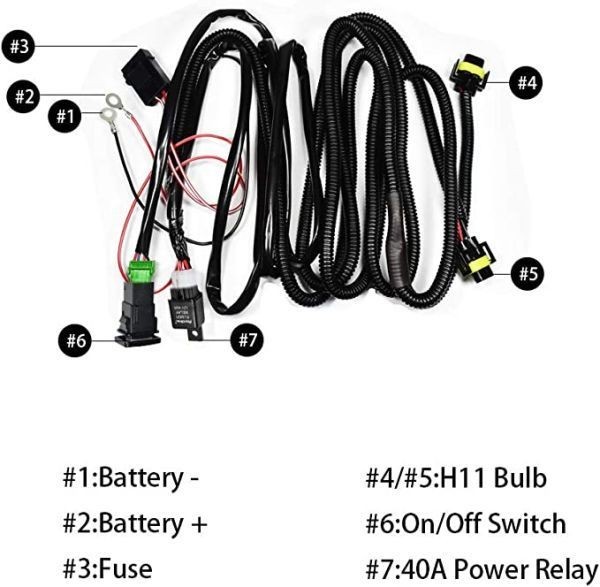 HUIQIAODS H8/H11/H16 LED対応 汎用 スイッチ付 後付フォグランプ用 フォグ配線 リレーハーネス トヨタ に適用_画像6