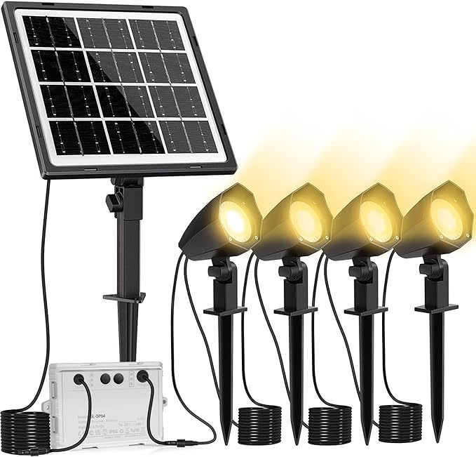 ソーラーライト 屋外 ガーデンライト ソーラー LED スポットライト 分離式 明るい3色切替・2段階調光 5000mAh大容量 IP66防水 電球色の画像1