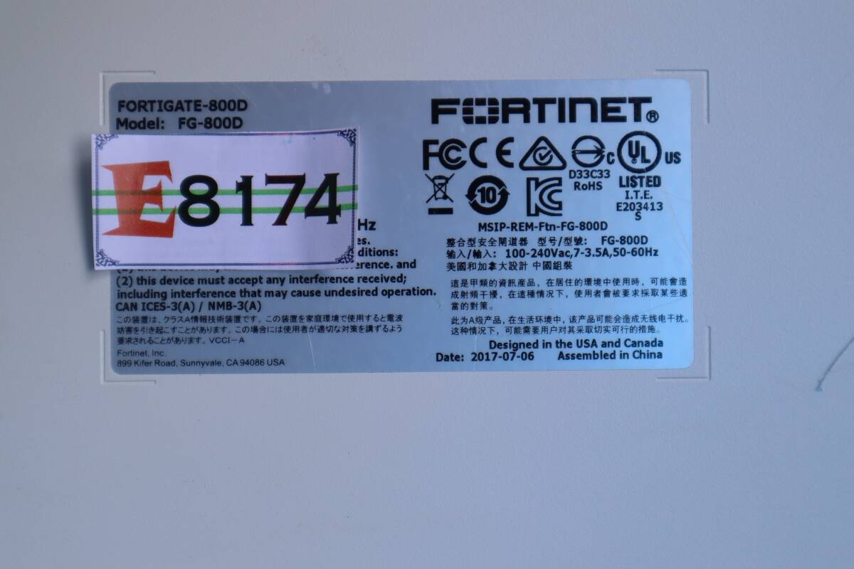 E8174 Y Fortinet FortiGate 800D fire wall FG-800D four ti сеть four ti торцевая дверь 