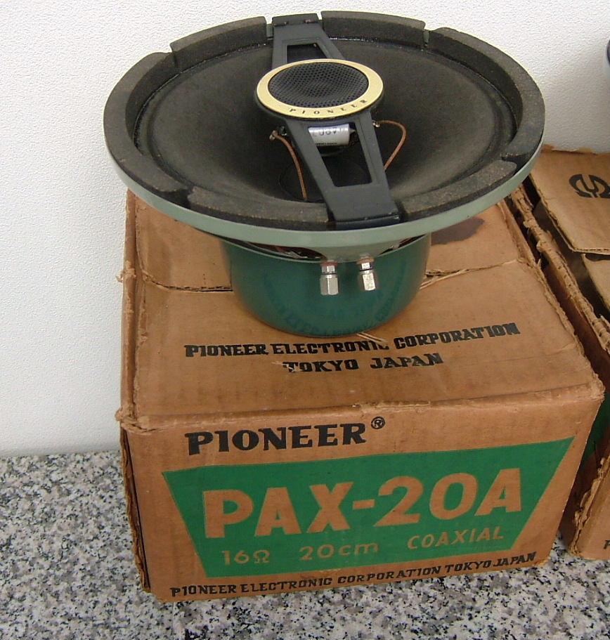 極上 完動 元箱入 保証 Pioneer パイオニア PAX-20A 2本ペア アルニコ 16Ω 20cm 同軸2way PAX-8A 日本製 2ウェイ 8インチの画像2
