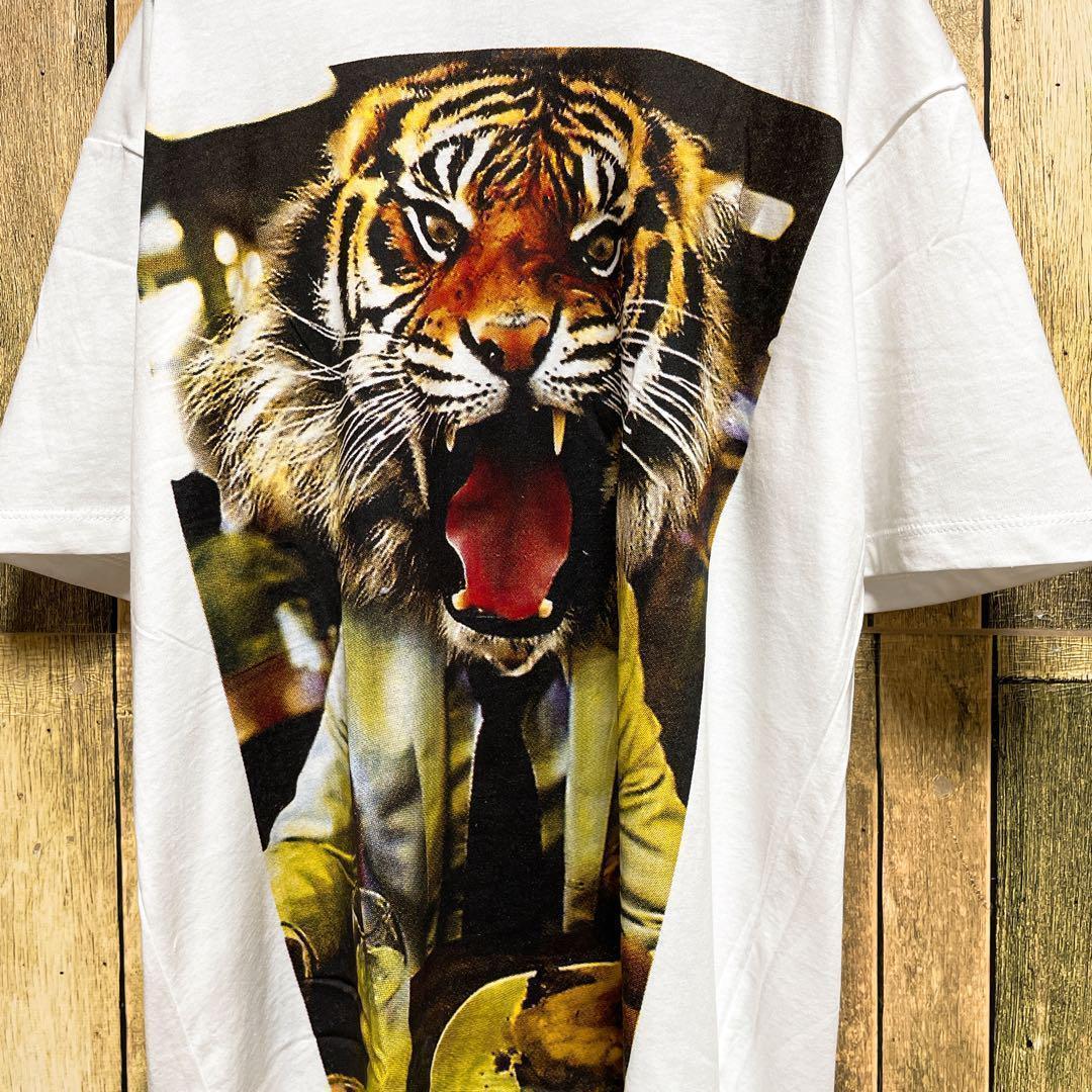 《定番》タイガー3 白☆Tシャツ M デカロゴ ホワイト h1041
