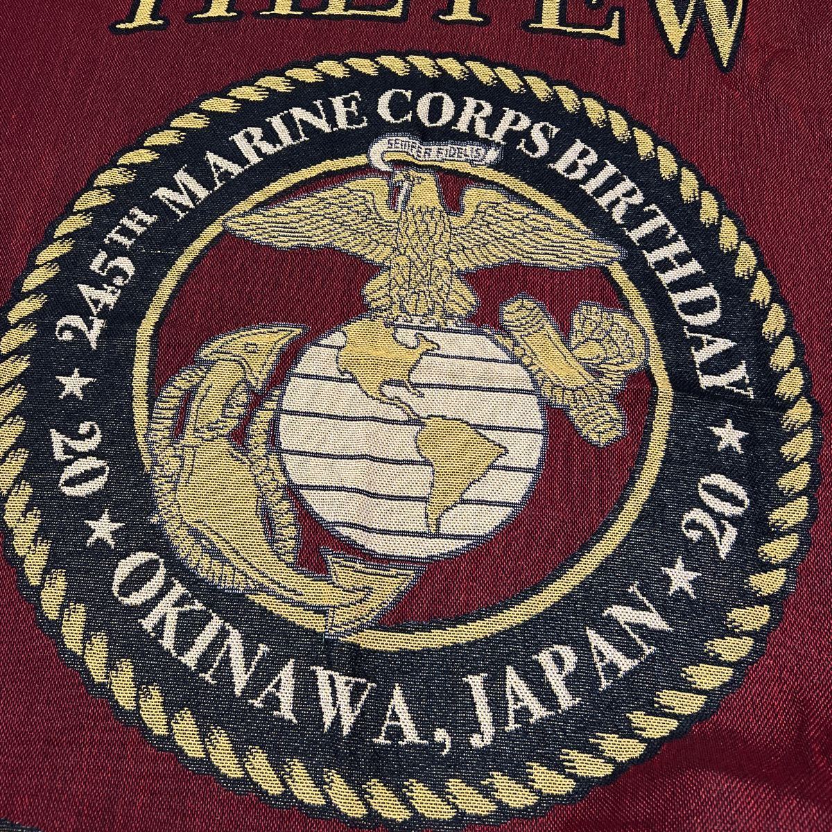 沖縄米軍放出品 245TH USMC BIRTHDAY OKINAWA JAPAN モニュメント ブランケット ラグ マルチカバー タペストリー USA MARINEs(10-41)の画像2