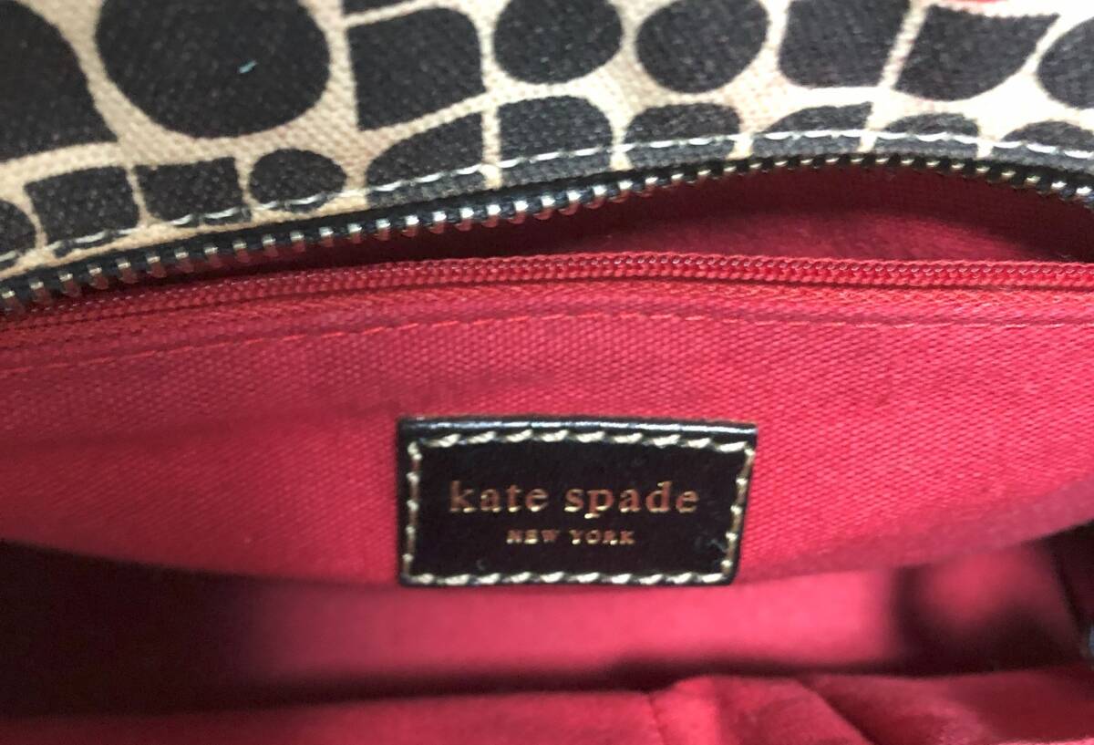 no22686 kate spade new york ケイトスペード 総柄 キャンバス ハンド トート バッグ ☆_画像7