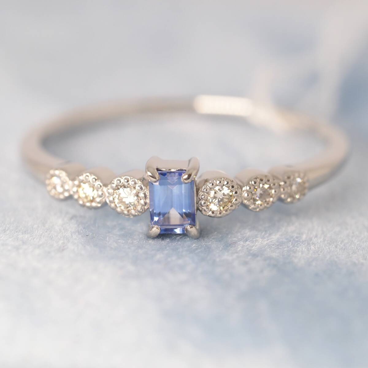 希少 大粒 ベニトアイト リング 0.16ct pt900 D0.05ct☆