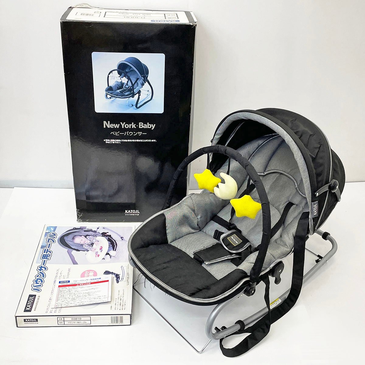 現状品 KATOJI カトージ New York Baby ニューヨークベイビー ベビーバウンサー 03808 テーブル付き 中古 使用感・傷み有 [C4816]の画像1