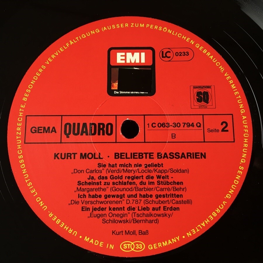 [c01]/ 独盤 4ch LP /『Kurt Moll / Beliebte Bassarien / クルト・モル』/ 1C 063-30 794の画像5