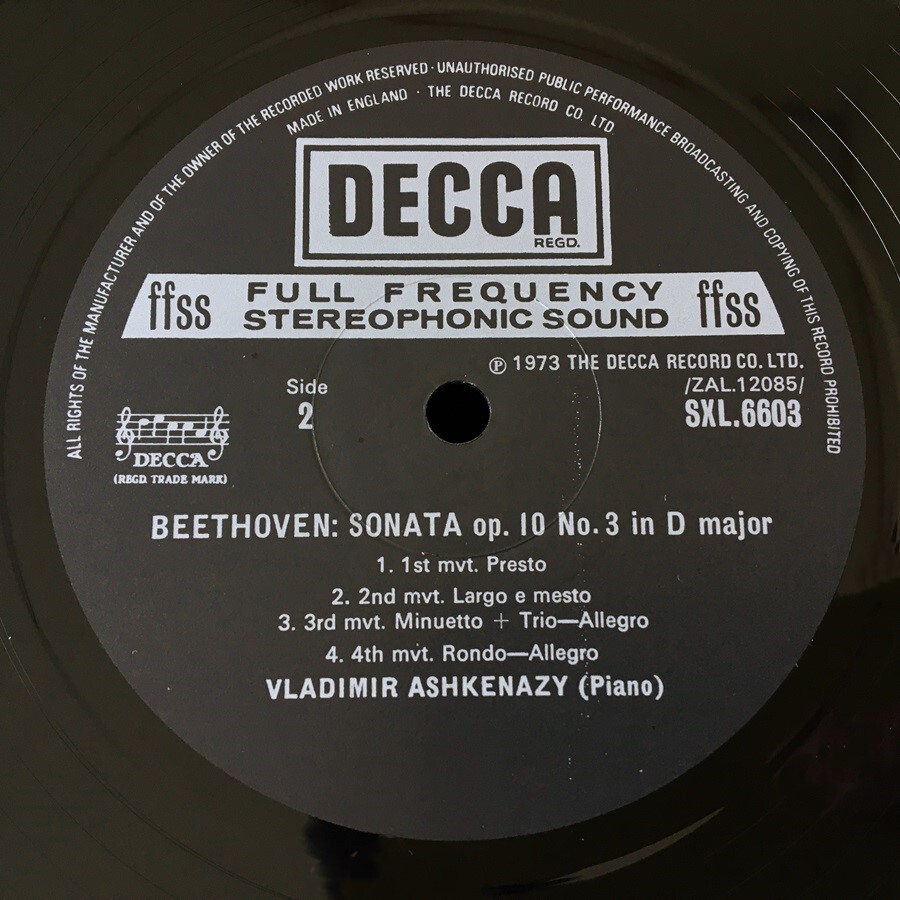 [j36]/ 美品 英盤 LP /『ベートーヴェン ピアノ・ソナタ 熱情 悲愴 アシュケナージ Beethoven Ashkenazy』/ SXL 6603の画像5