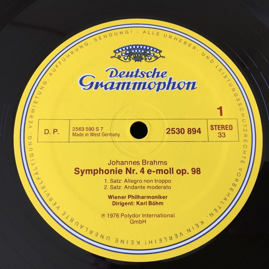 [J51]/ 西独盤 LP /『ブラームス 交響曲 第4番 悲劇的序曲 カール ベーム Brahms Symphonie Nr.4 Karl Bohm』/ 2530 894の画像4