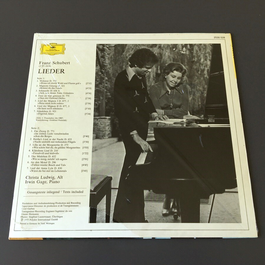 [j50]/ 独盤 LP /『シューベルト 歌曲集 第2集 クリスタ ルートヴィヒ アーウィン ゲイジ Schubert Christa Ludwig Irwin Gage』/ 2530 528_画像2