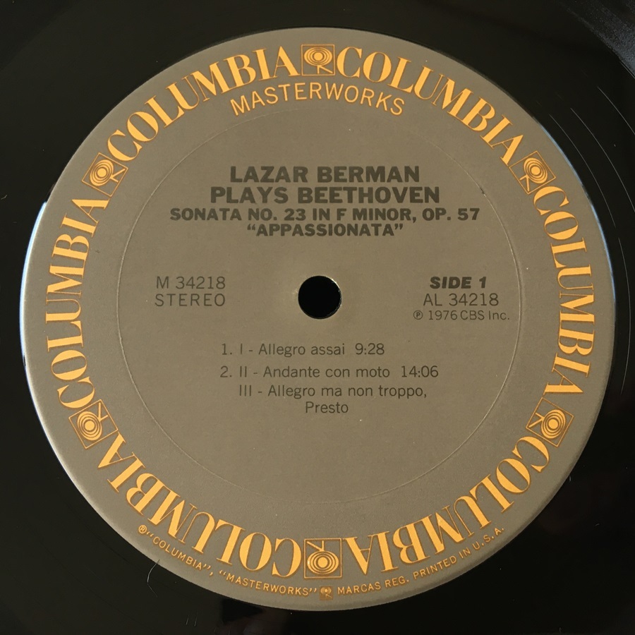[k37]/ 米盤 LP /『Lazar Berman Plays Beethoven / ベートーヴェン ピアノソナタ 第23番「熱情」 第18番 /ラザール・ベルマン』/ M 34218_画像4