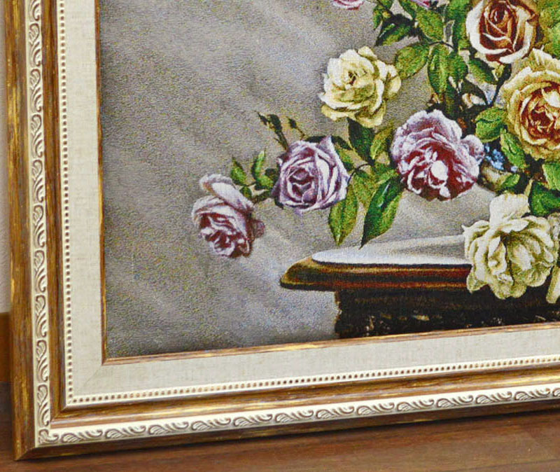 絵画 テーブルの薔薇 フランス・ゴブラン織り使用 キャンバス 額絵 風景画 名画 アート アートパネル パネルアート ウォールアート 壁飾_画像2
