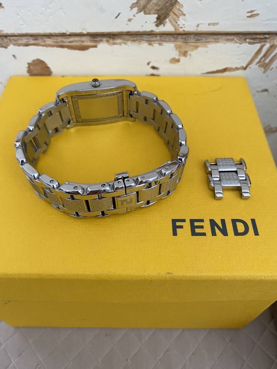 極美品◆FENDI ループ ピンクパール文字盤回転式 F765270 マイクロFF柄ブレスレット◆箱あり◆レディース フェンディ