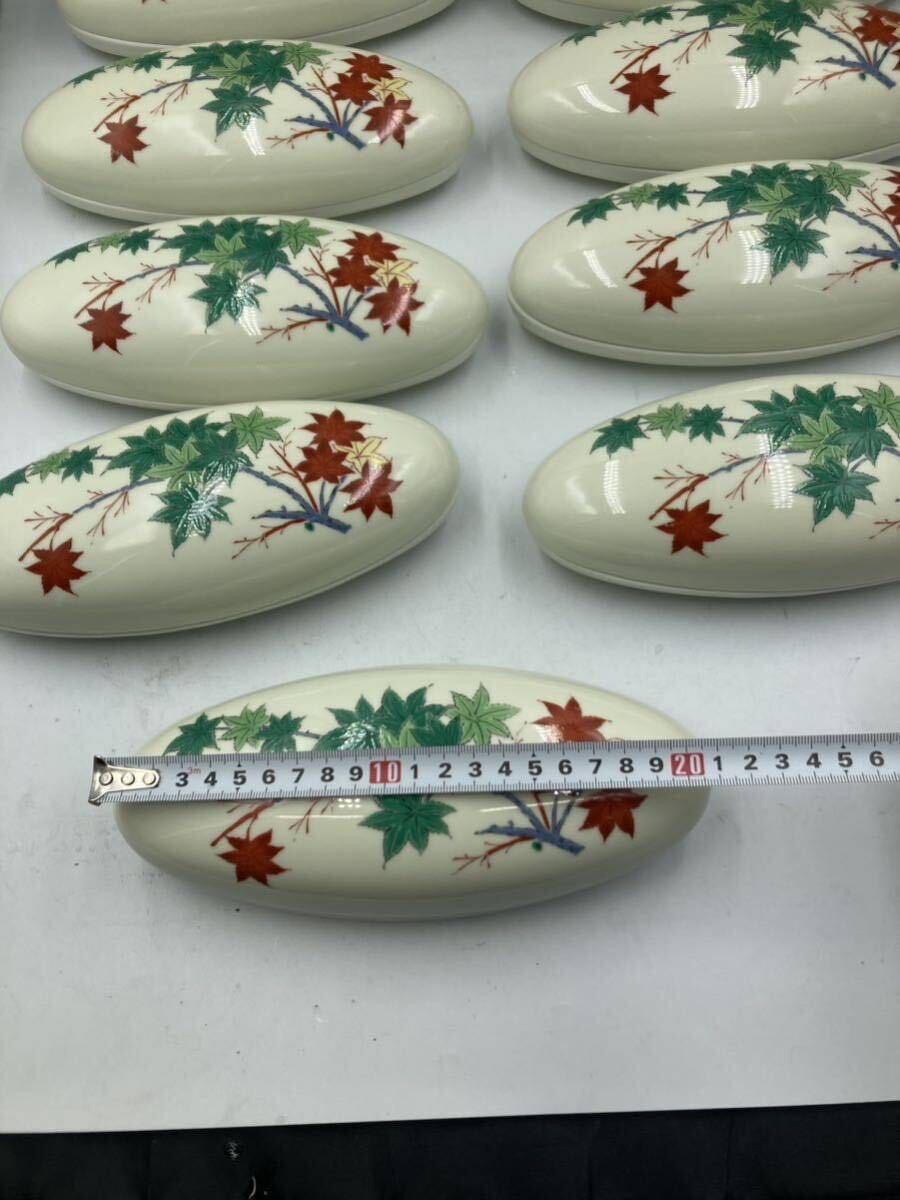 美品 乾山 写 紅葉 楓 10客 蓋物 日本料理 懐石料理 懐石道具 刺身皿 焼物皿 八寸の画像7