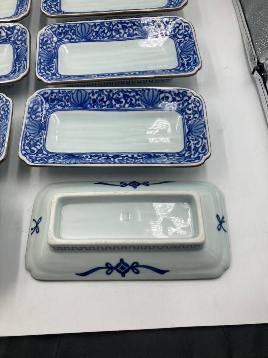  beautiful goods old Imari blue and white ceramics length person plate 10 customer 10 sheets Japan cooking . stone cooking sashimi plate . thing plate this limit 