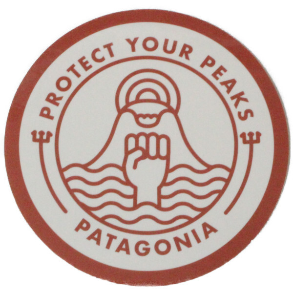 パタゴニア ピークプロテクター バッジ ステッカー 光沢 Patagonia STICKER PROTECT YOUR PEAKS プロテクト シール カスタム ネコポス 新品_画像1