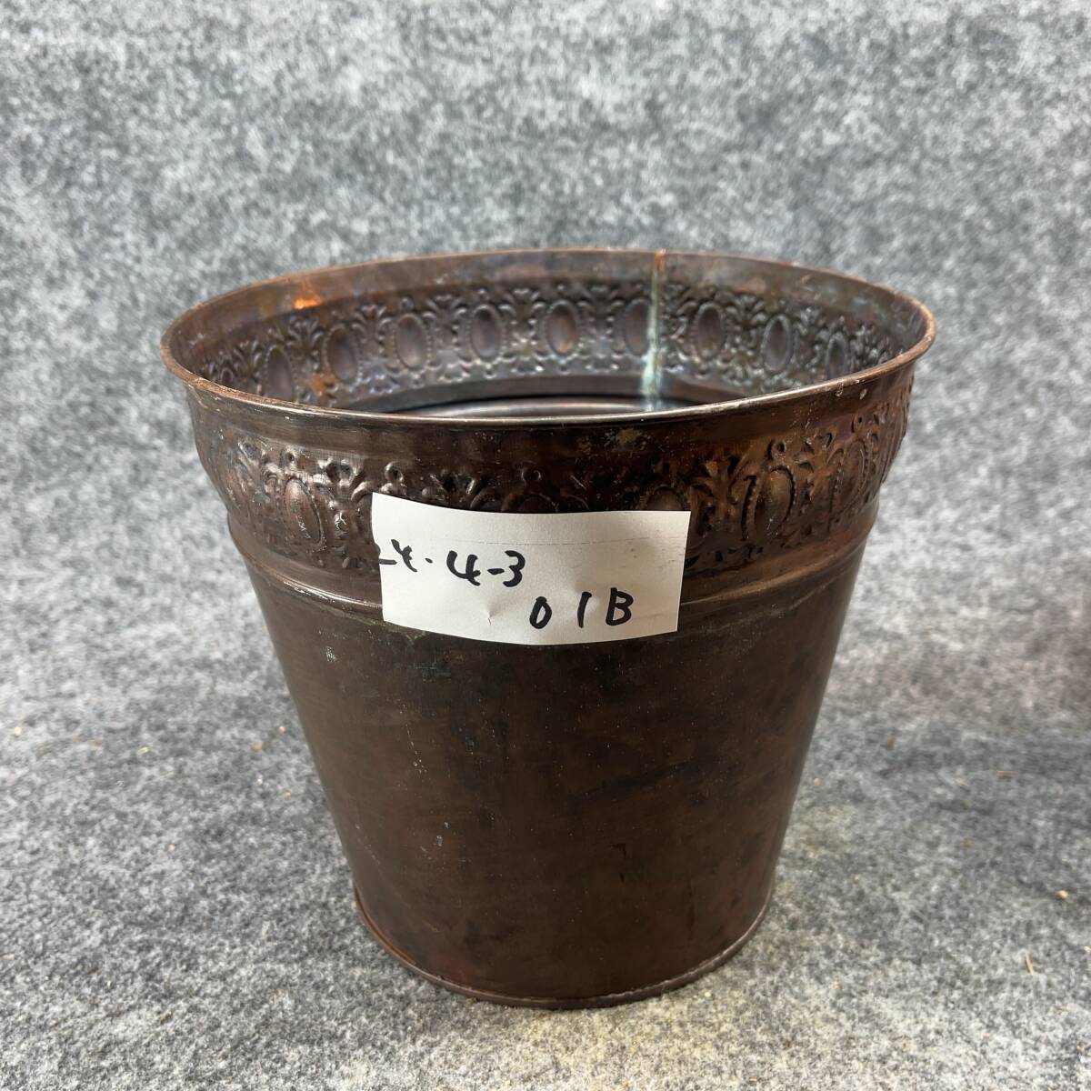 [ free shipping ] antique manner tin plate made plant pot deep 6.5 number (19.5cm) tea black series hole equipped / decorative plant * succulent plant pot hippopotamus /24-4-3-01B