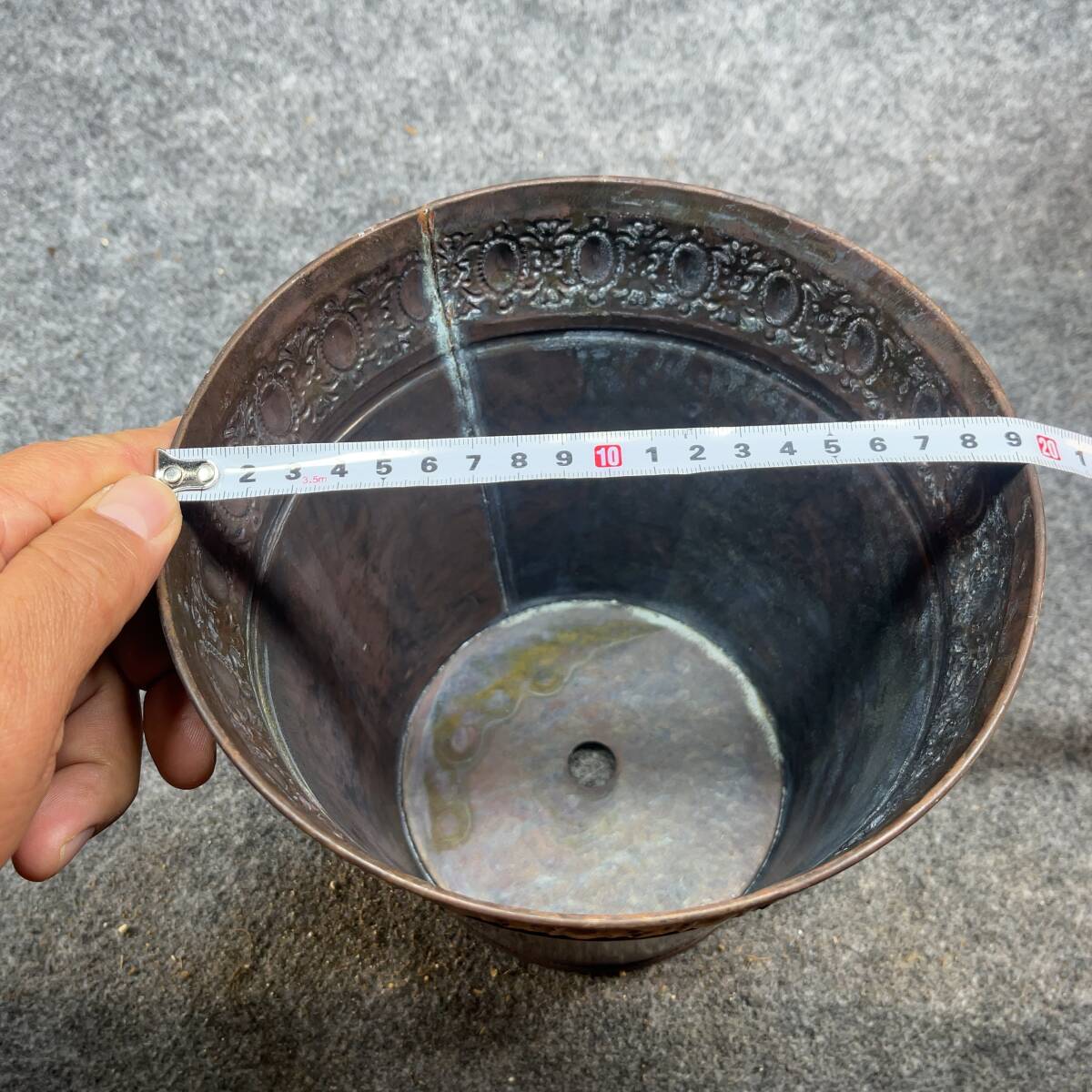 [ free shipping ] antique manner tin plate made plant pot deep 6.5 number (19.5cm) tea black series hole equipped / decorative plant * succulent plant pot hippopotamus /24-4-3-01B