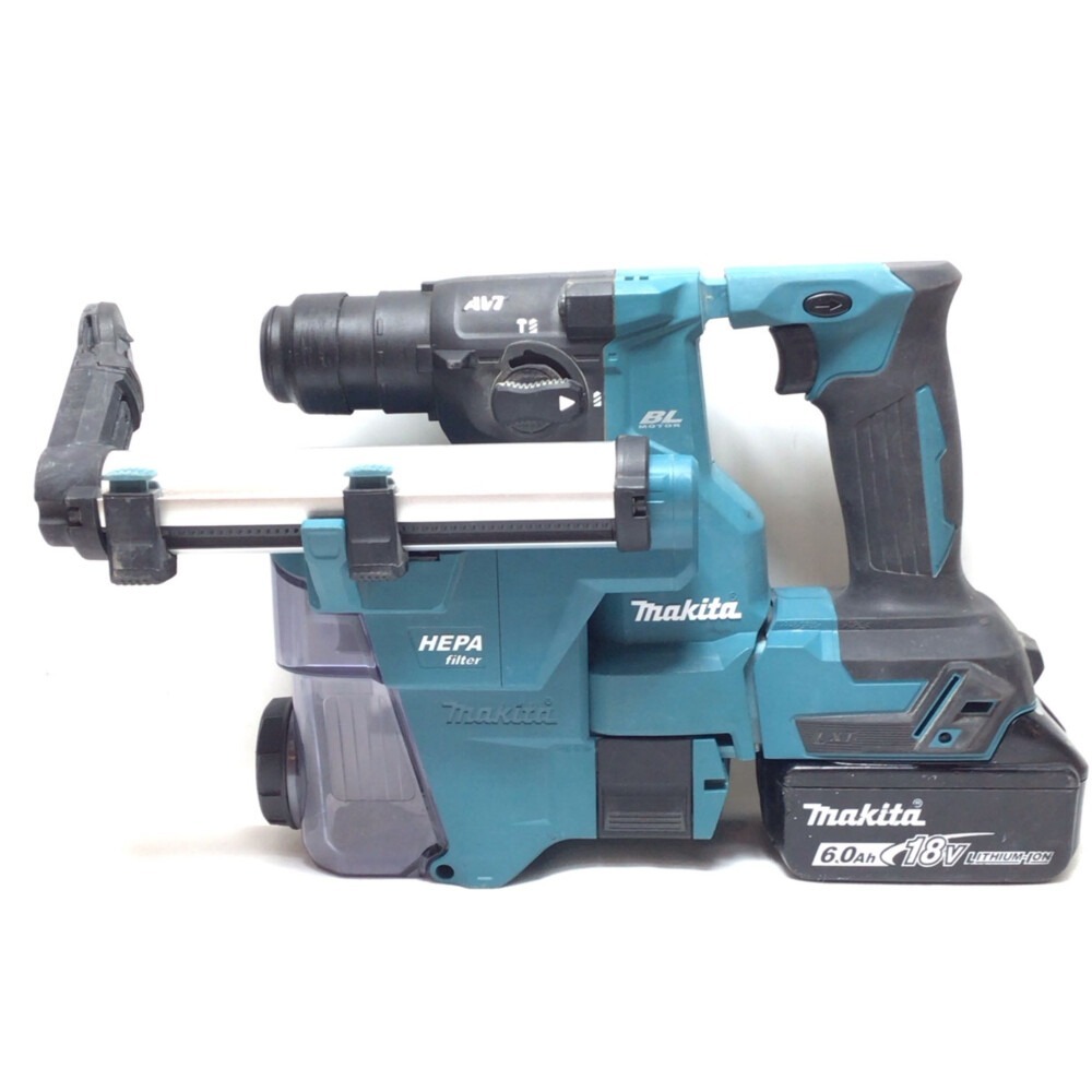 ΘΘ MAKITA マキタ ハンマドリル 充電器・充電池2個・ケース・集塵システム付 18mm 18v 程度B HR183D ブルー やや傷や汚れありの画像3